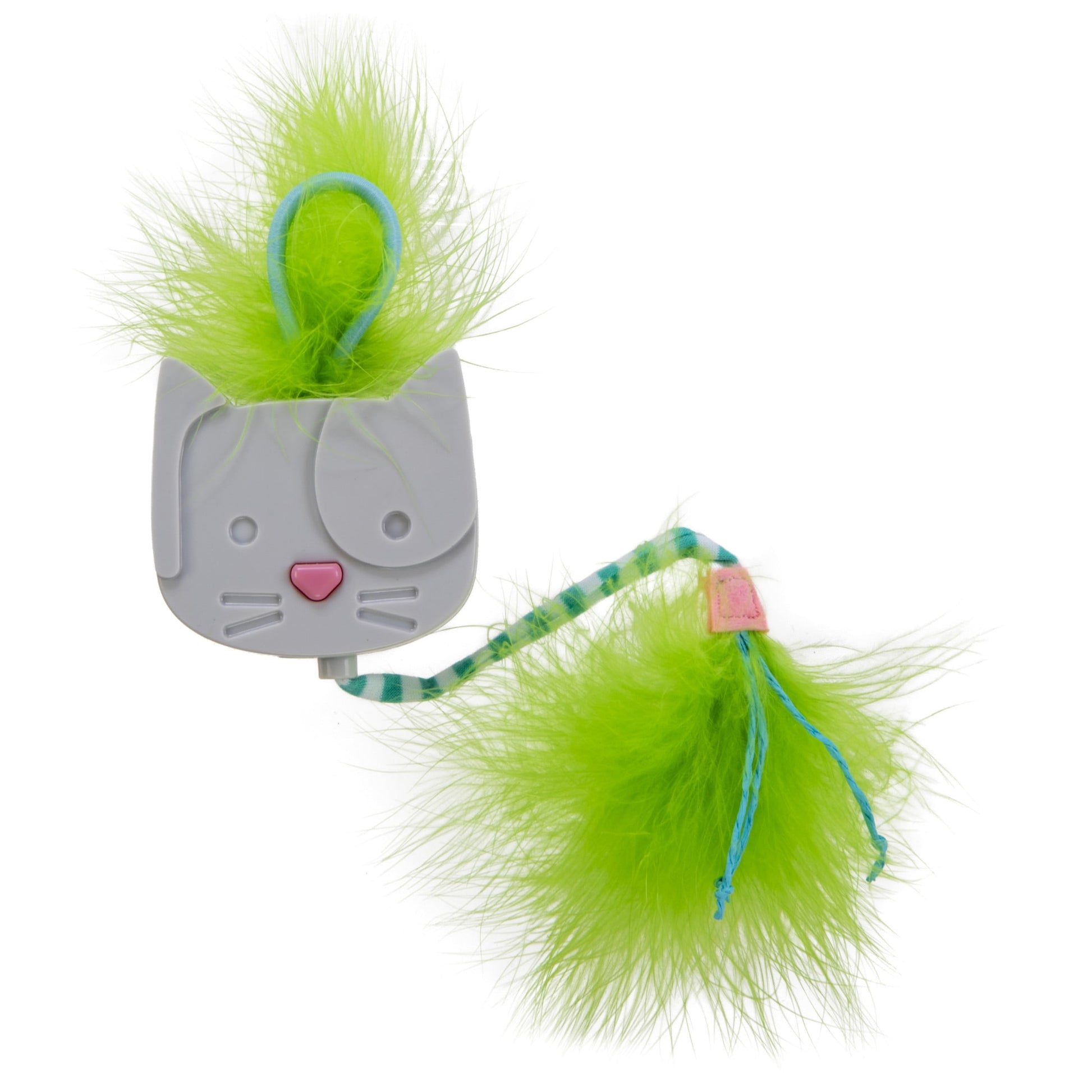 SmartyKat Twirly Tail Hanging Electronic Teaser Cat Toy with Feathers & Raffia